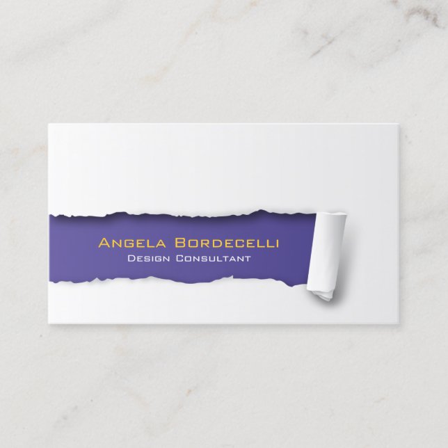 Ripped Paper Violet Business Card (Front)