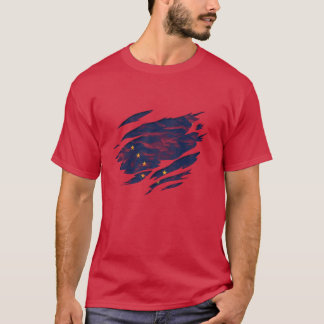 Ripped Rip Open Alaska Flag Palm T-Shirt
