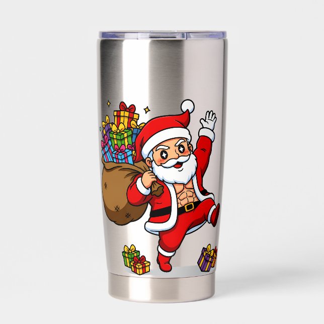 Ripped Santa Christmas | Muscular Claus & Holiday  Insulated Tumbler (Front)
