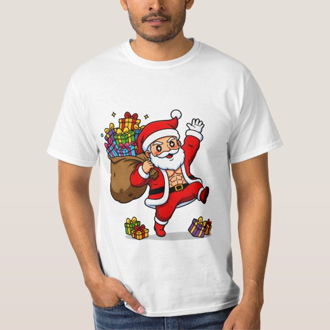 Ripped Santa Christmas | Muscular Claus & Holiday  T-Shirt (Front)