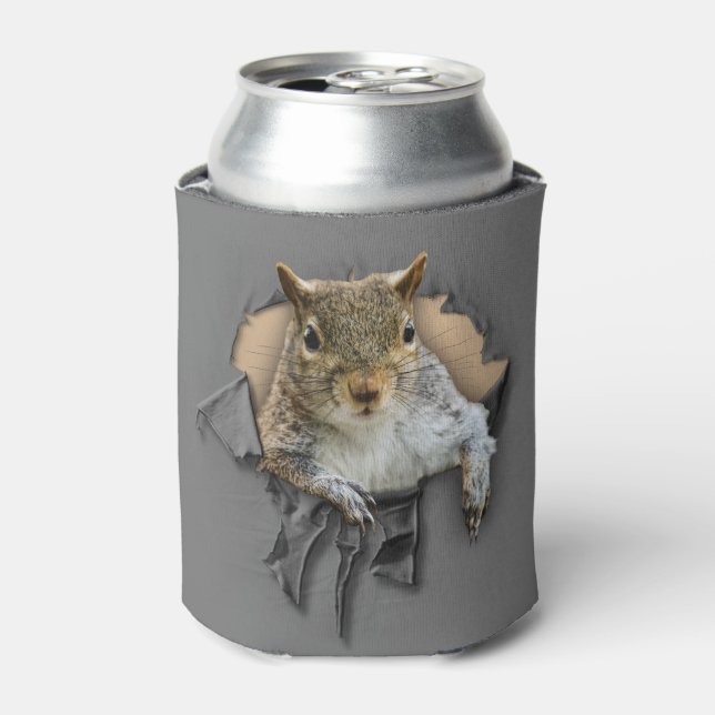 Ripped Shirt Squirrel Can Cooler (Can Front)