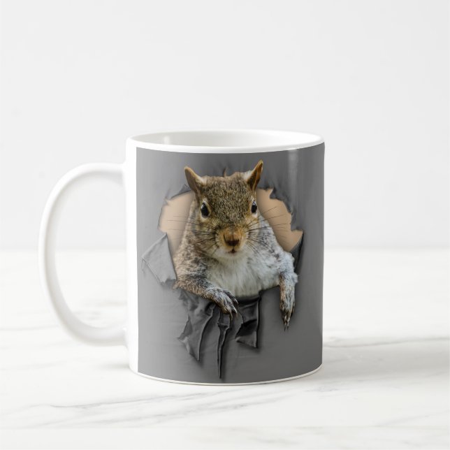 Ripped Shirt Squirrel Coffee Mug (Left)