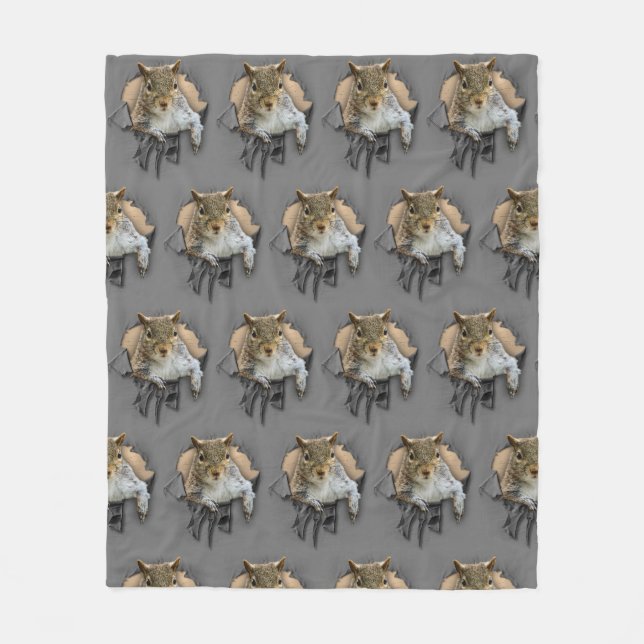 Ripped Shirt Squirrel Fleece Blanket (Front)
