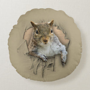 Ripped Shirt Squirrel Round Cushion