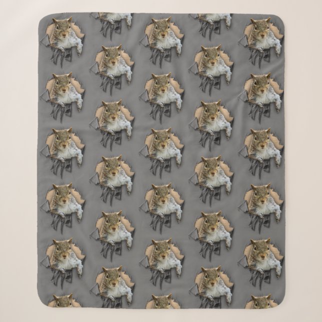 Ripped Shirt Squirrel Sherpa Blanket (Front)