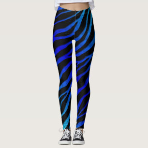 Ripped SpaceTime Stripes - Cyan/Blue Leggings
