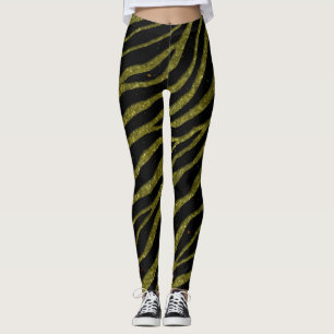 Ripped SpaceTime Stripes - Glitter Gold Leggings