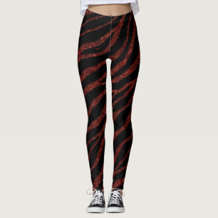 Ripped SpaceTime Stripes - Glitter Red Leggings