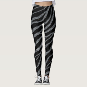 Ripped SpaceTime Stripes - Glitter Silver Leggings