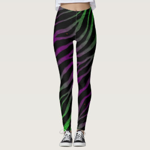 Ripped SpaceTime Stripes - Green/Purple Leggings