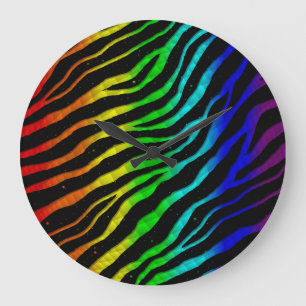 Ripped SpaceTime Stripes - Light Spectrum Large Clock