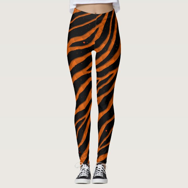 Ripped SpaceTime Stripes - Orange Leggings (Front)