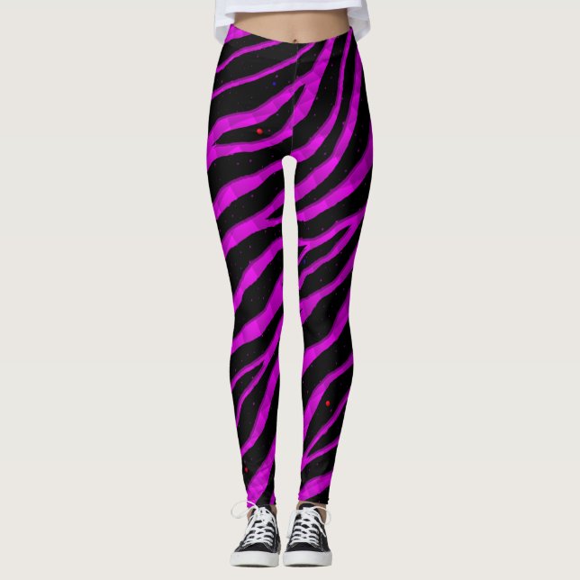 Ripped SpaceTime Stripes - Pink Leggings (Front)