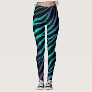 Ripped SpaceTime Stripes - Purple/Cyan Leggings