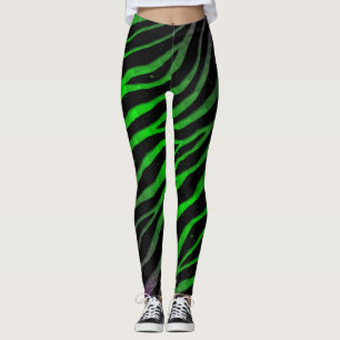 Ripped SpaceTime Stripes - Purple/Green Leggings