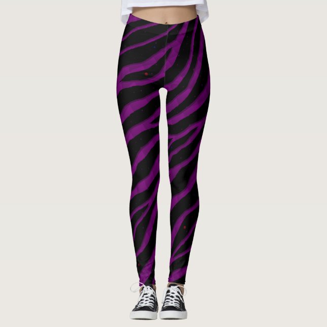 Ripped SpaceTime Stripes - Purple Leggings (Front)