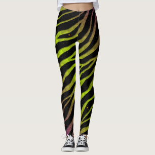Ripped SpaceTime Stripes - Purple/Lime Leggings
