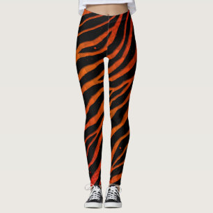 Ripped SpaceTime Stripes - Red/Orange Leggings