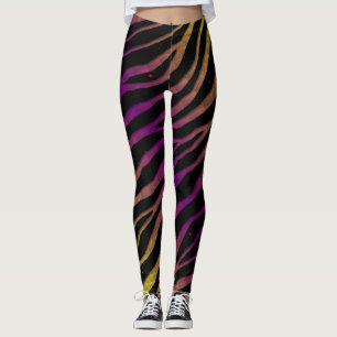 Ripped SpaceTime Stripes - Yellow/Purple Leggings