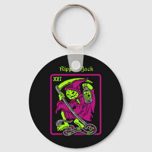 Ripper Jack Tarot Card Halloween Occult Decor Men Key Ring
