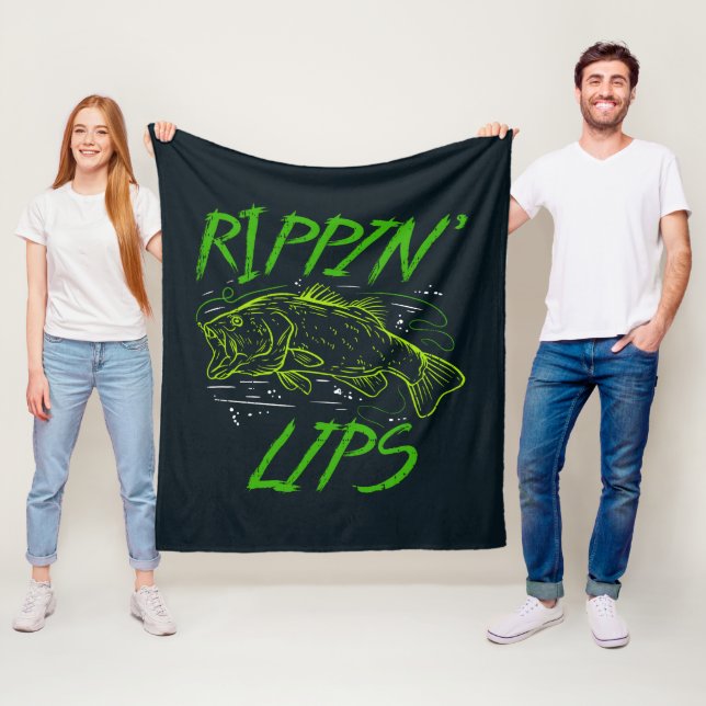 Rippin Lips Fishing Dad Fleece Blanket (In Situ)