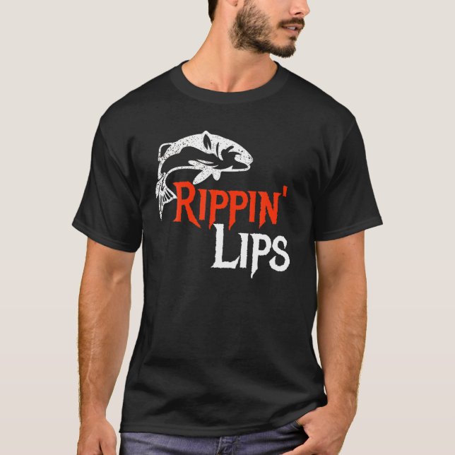 Rippin Lips Fishing Fisherman Angler Bass Walleye T-Shirt (Front)