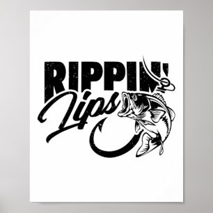 Rippin' Lips Fishing Fisherman Funny Poster
