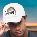 Rippin' Lips Largemouth Bass Fishing Trucker Hat<br><div class="desc">Largemouth bass jumping for fishing lure with text "Rippin' Lips". Perfect for the bass fisherman!</div>