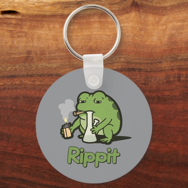 Rippit Funny Frog Stoner Gift, Stoner Girls Frog  Key Ring (Front)