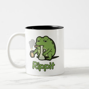 Rippit Funny Frog Stoner Gift, Stoner Girls Frog Two-Tone Coffee Mug