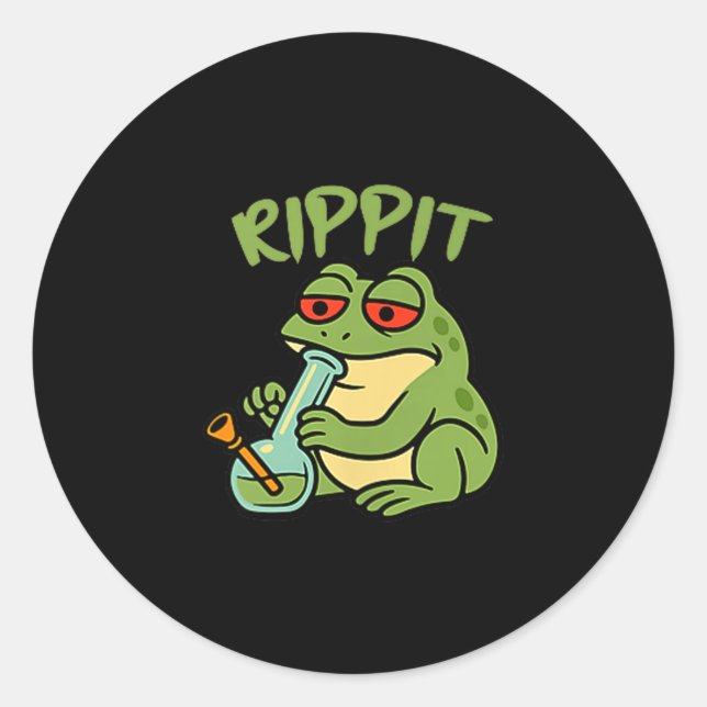 Rippit Stoner Frog Smoking Stoner Classic Round Sticker (Front)