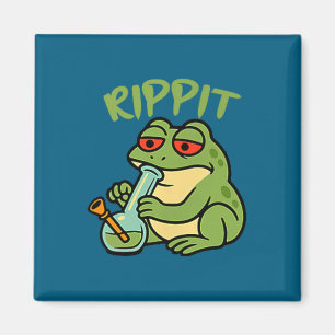 Rippit Stoner Frog Smoking Stoner Illustration Magnet