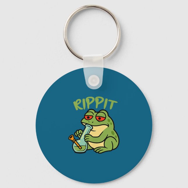 Rippit Stoner Frog Smoking Stoner Key Ring (Front)
