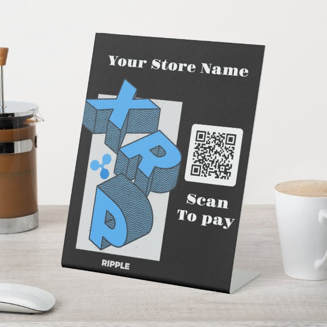 Ripple cryptocurrency - XRP Qr code  Pedestal Sign (In SItu)