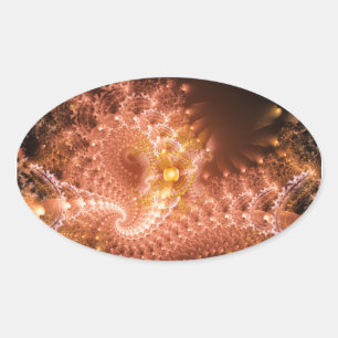 Ripple Effect Digital Fractal Artwork Oval Sticker