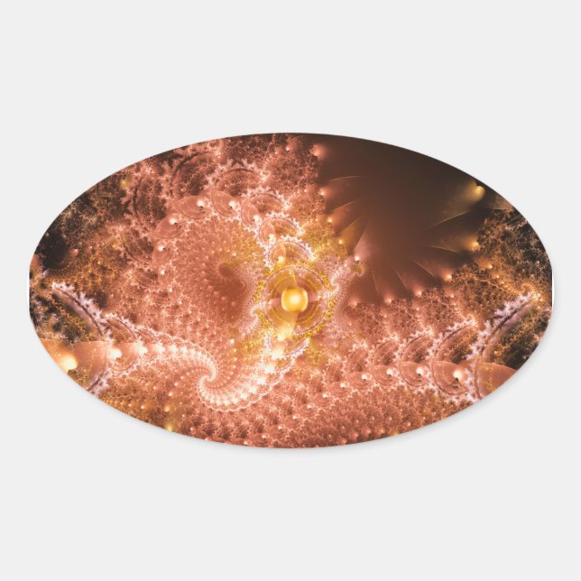 Ripple Effect Digital Fractal Artwork Oval Sticker (Front)