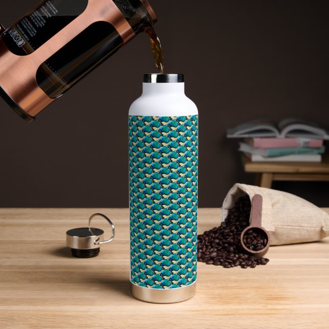 Ripple Grid  Abstract Geometric Pattern 1302 Water Bottle (Coffee (Rotated))