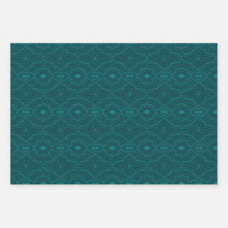 Ripple Line Work Rich Teal Variant Wrapping Paper Sheet