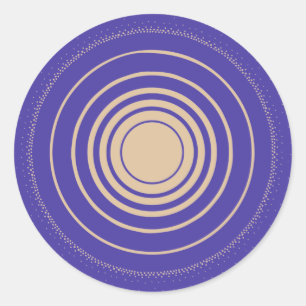 Ripple, Rings, Concentric Circles, Gold, Purple Classic Round Sticker