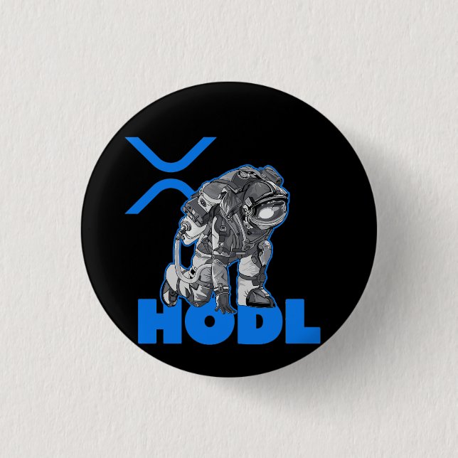 Ripple XRP  Cryptocurrency -Crypto Astronaut-HODL 3 Cm Round Badge (Front)