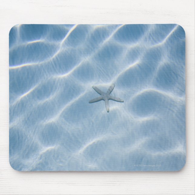 Rippled blue water with starfish mouse mat (Front)