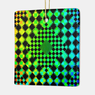 Rippled Checkers by Kenneth Yoncich Ceramic Ornament