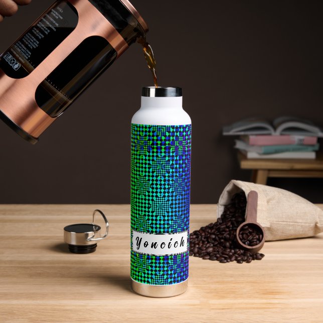 Rippled Checkers by Kenneth Yoncich Water Bottle (Coffee)