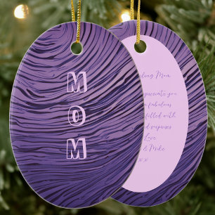 Rippled Opulent Purple And Pink Mum 60th Birthday Ceramic Tree Decoration