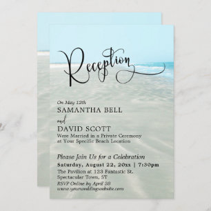 Rippled Sand Aqua Water Beach Wedding Reception Invitation