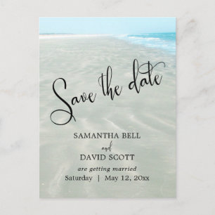 Rippled Sand Aqua Water Modern Beach Save the Date Announcement Postcard