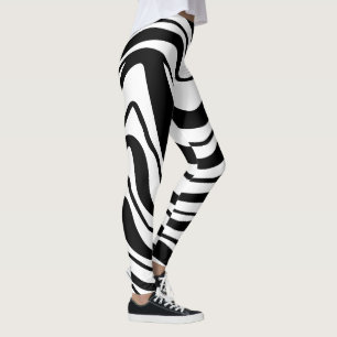 Ripples Black and White Leggings