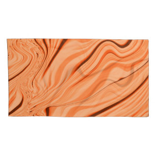 Ripples in shades of orange, curved brown cylinder pillowcase