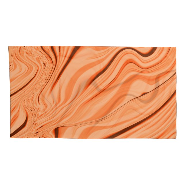 Ripples in shades of orange, curved brown cylinder pillowcase (Back-Right)