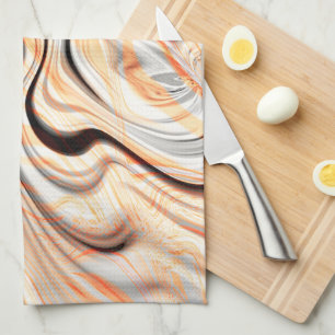Ripples on pearly cream beige, brown & pale orange tea towel